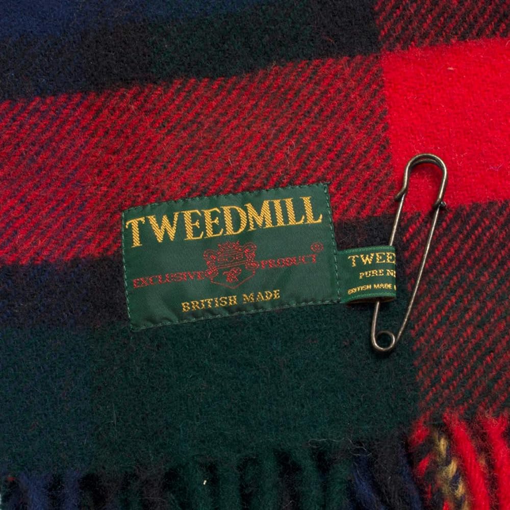 [Tweed Mill] JULA TARTAN KNEE RUG Blanket Tartan Check with Gold Pin 70 x 183cm (KILGOR) [Parallel Import]