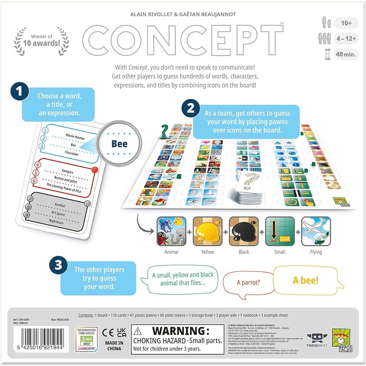 Repos Production Concept Party Game | Award-winning board game | Team-based guessing | Fun family game for adults and kids | Ages 10+ | 4-12 players | Average play time 40 minutes | Made by Repos Production [Parallel import goods]