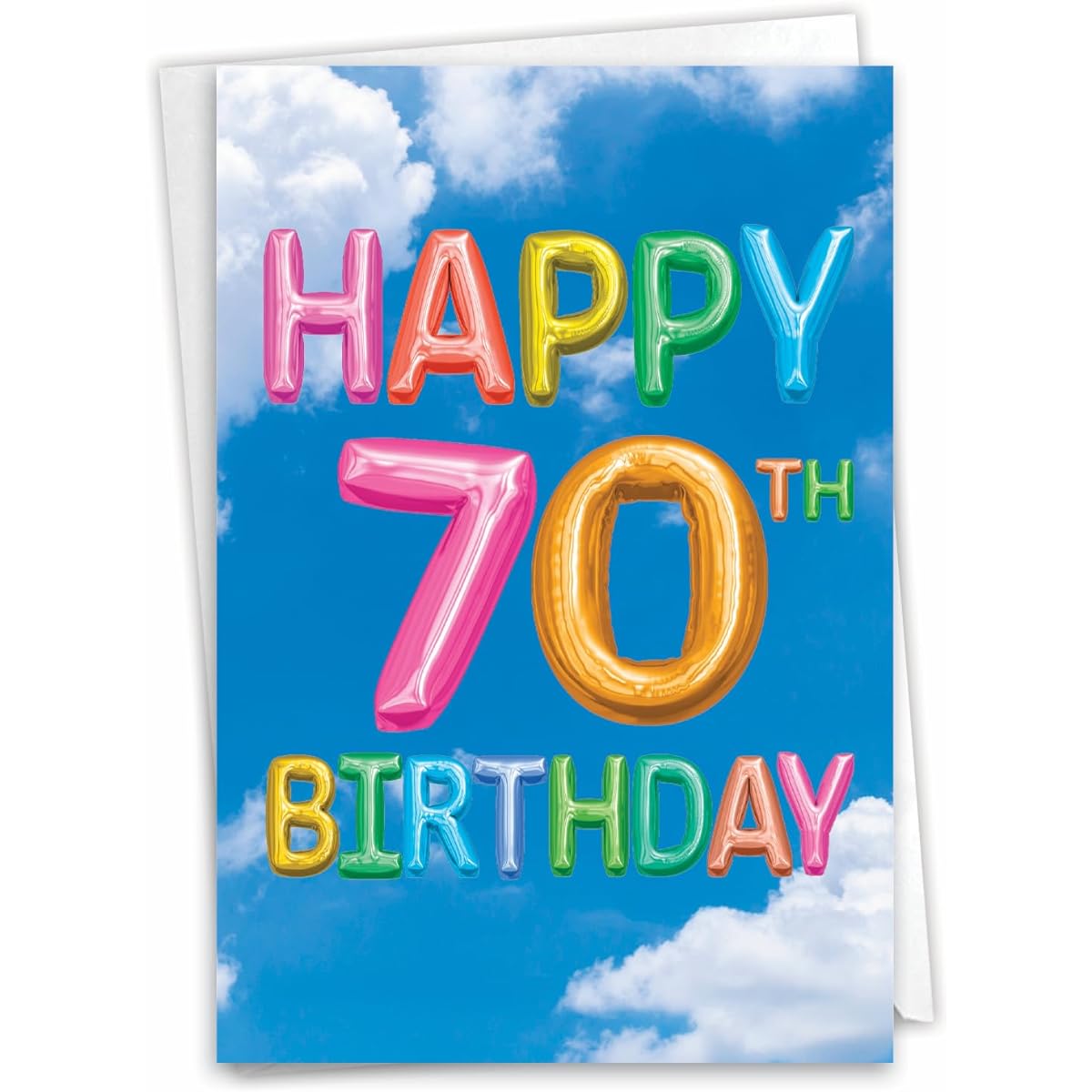 The Best Card Company - Happy 70th Birthday Card with Envelope - Happy 70th (Layered, Sparkly, 3D) - Raised Message Milestone 70 C5651EMBG