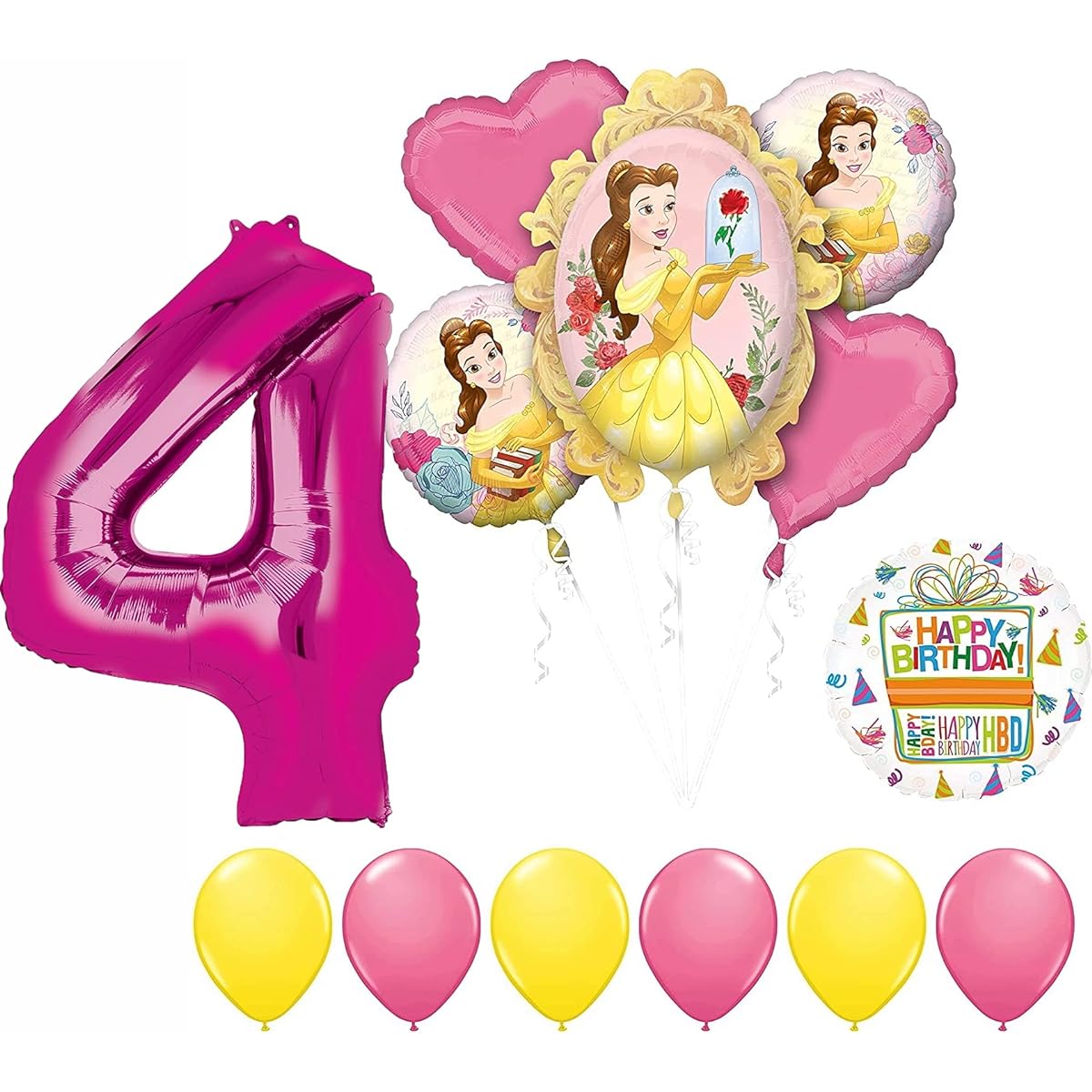 Beauty and The Beast 4th Birthday Party Balloon supplies decorations