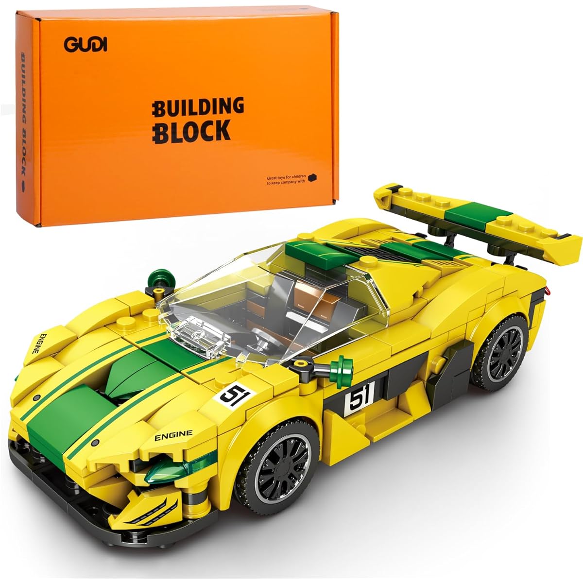GUDI Race Car Building Kit MOC Racing Car Building Set Racing Vehicle Building Blocks