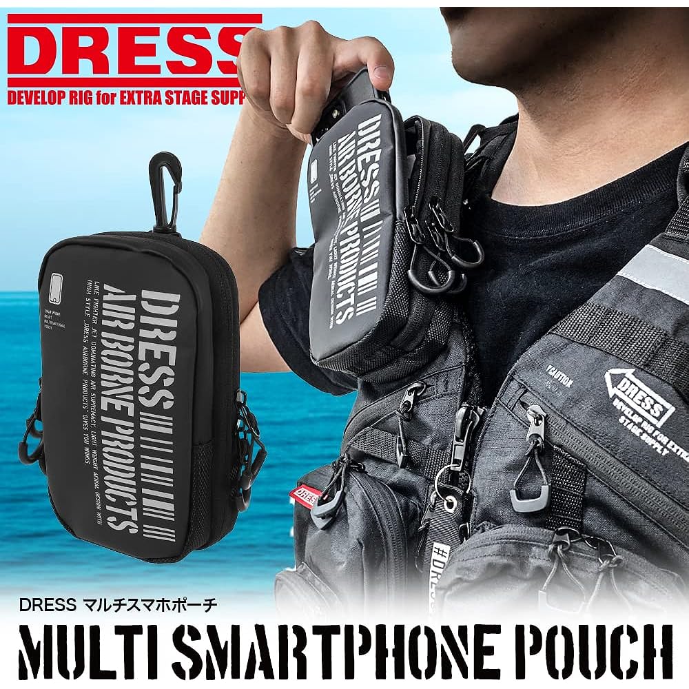 DRESS Multi Smartphone Pouch AIRBONE Fishing Fishing Gear Mobile Storage Compact Smartphone Pouch Waterproof Water Repellent Langan Wading Stealth Black