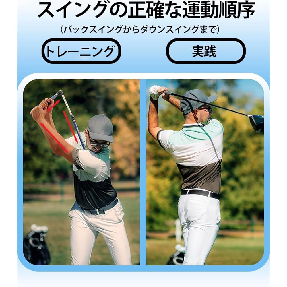 EUG-PRODUCTS Golf Practice Equipment, Golf Swing Practice Tool, Golf Aid, Swing Practice Stick, Golf Swing Trainer, Golf Practice Swing, Posture Correction, Angle Adjustable, 79cm-110cm Extendable, Foldable, Wide Angle, Beginner, Unisex, Right-handed, In