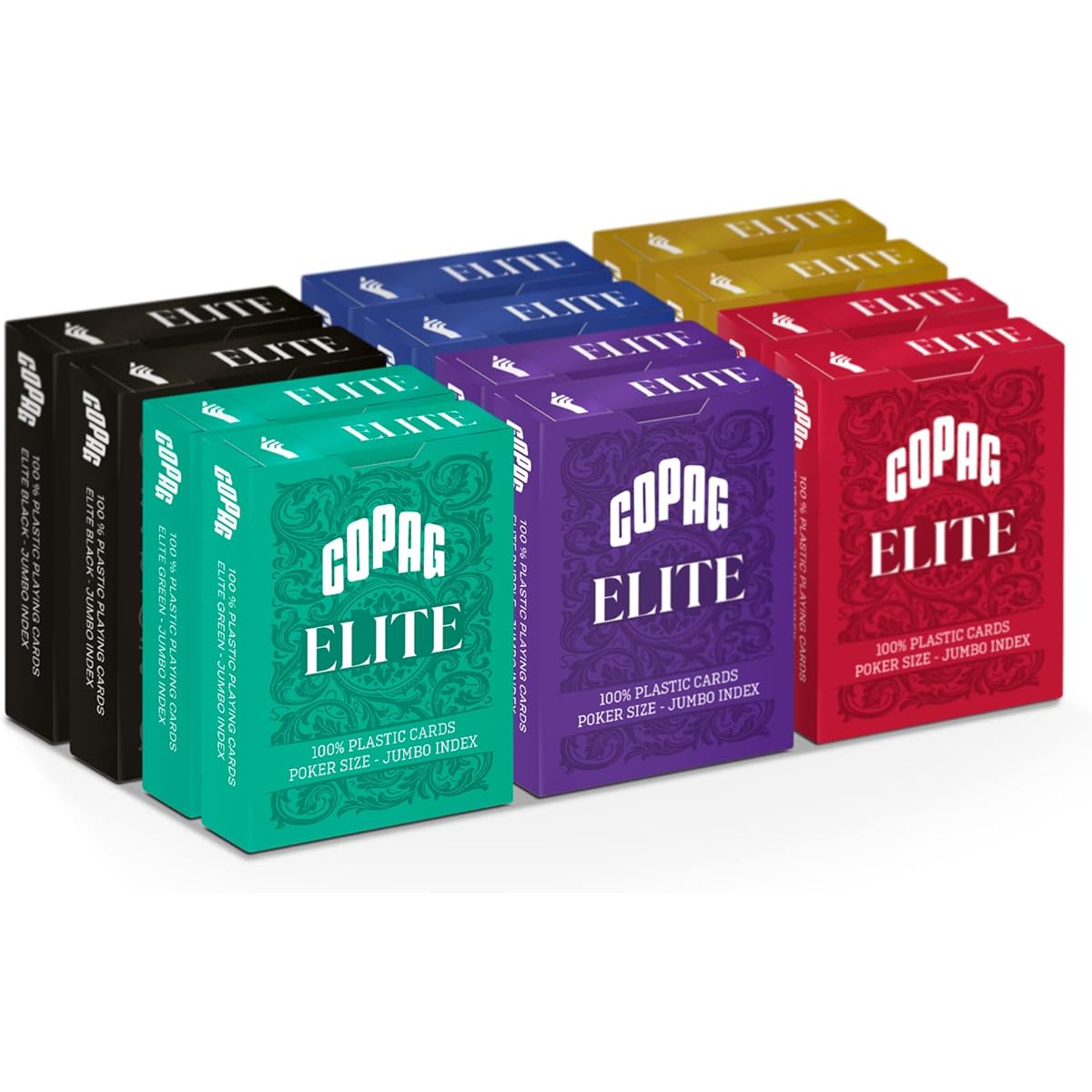 Copag Elite 100% Plastic Playing Cards Poker Size Jumbo Index Single Deck (12 Pack)