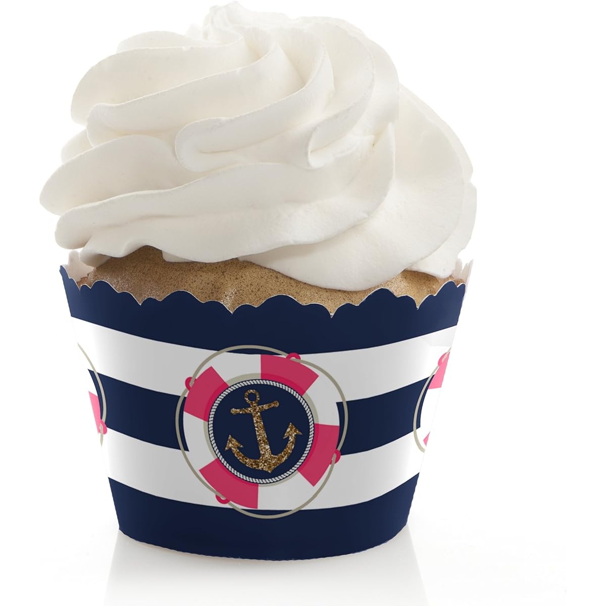 Last Sail Before The Veil - Nautical Bridal Shower & Bachelorette Party Decorations - Party Cupcake Wrappers - Set of 12