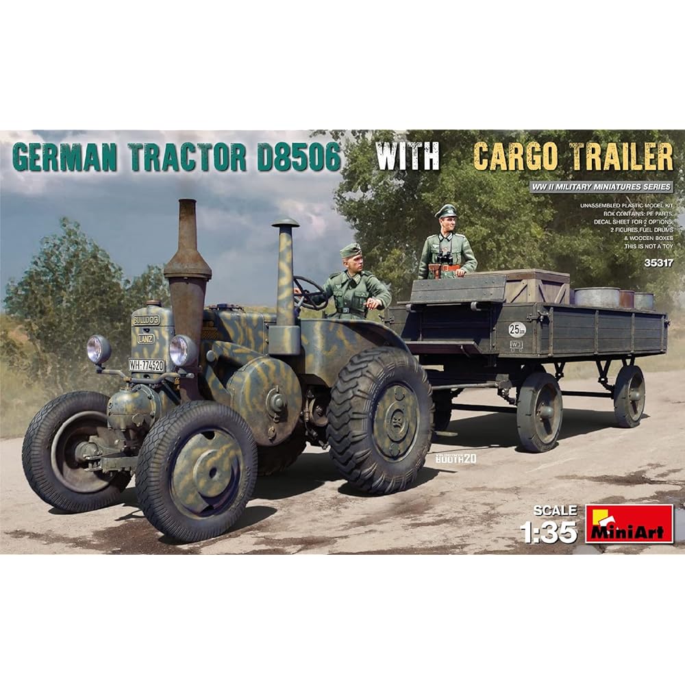 Miniart 1/35 German Tractor D8506 with Cargo Trailer Plastic Model MA35317