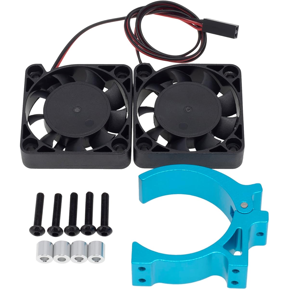 DKKY RC Car Motor Heatsink Dual Cooling Fan with Adjustable Mount 42mm Brushless Motor Cooling Fan for ARRMA E-REVO UDR E-REVO UDR (Black)