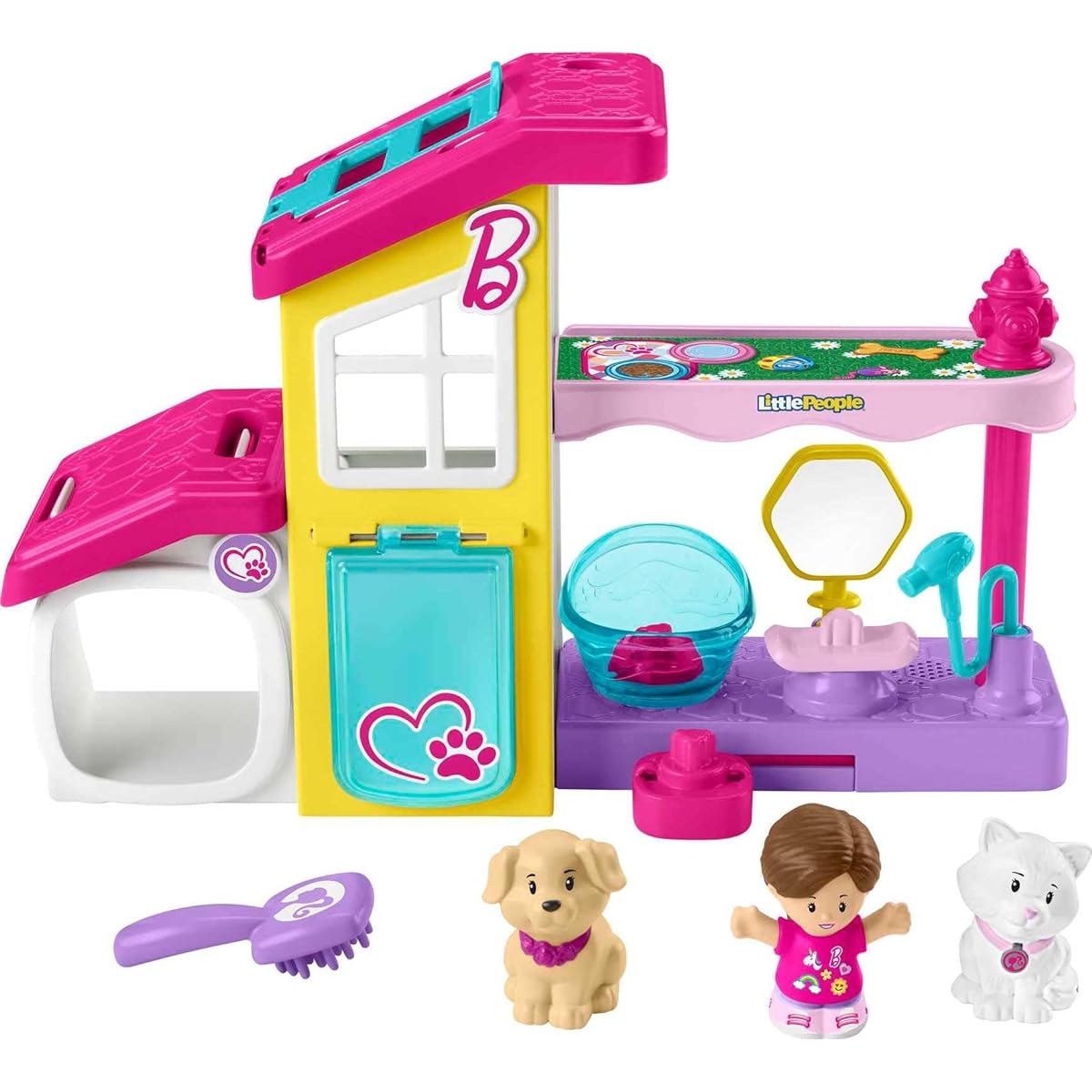Fisher-Price Little People Barbie Toddler Playset Play and Care Pet Spa with Music Sounds & 4 Pieces for Ages 18+ Months