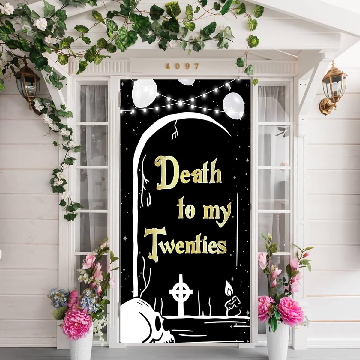 INNORU Death to My Twenties Door Banner Decorations 30th Birthday Party Decorations RIP to My 20s Party Photo Booth Backdrop Supplies
