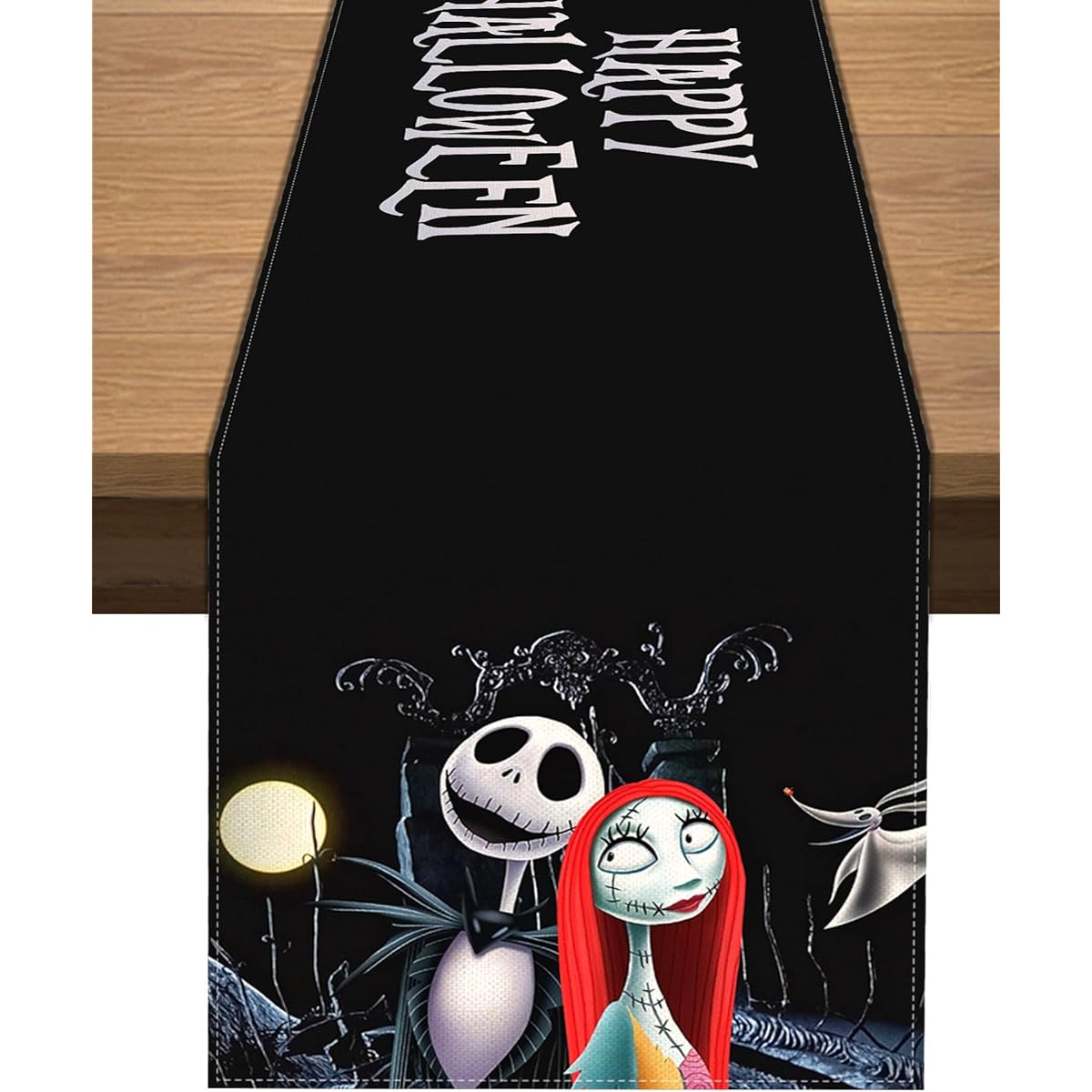 Vohado Happy Halloween Table Runner The Nightmare Before Christmas Decorations Jack and Sally Dining Room Home Kitchen Decor