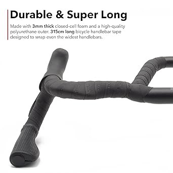 REDSHIFT Really Long Bar Tape for Road Bike Handlebars, Fits All Drop Handlebars, Compatible with Road/Gravel/Fixie Bikes, Ergonomic Design, Comfortable Cycling Equipment, Length 315cm, Black