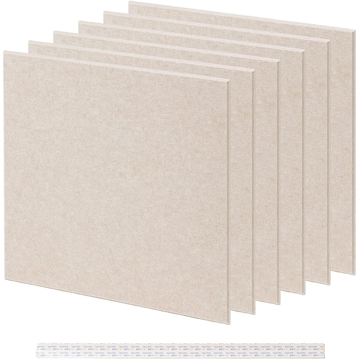 Sanwa Direct Soundproofing Sheet, Sound Absorbing Material, Wall, Width 50 x Length 55cm, Thickness 9mm, Set of 6, Double-Sided Tape Included, 100-SPT032BG