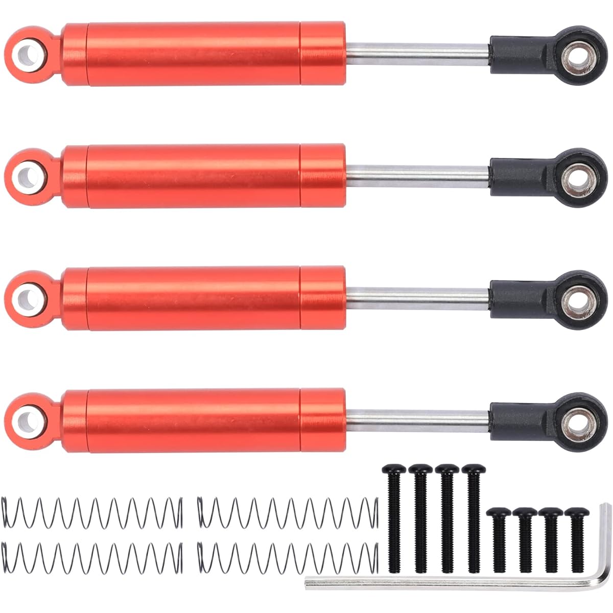 RCAWD CNC Machined Aluminum Alloy Front/Rear Spring Shock Absorber Damper Oil Filled Type for 1/18 Axial Utb18 Capra Trail Buggy Crawler (Red)