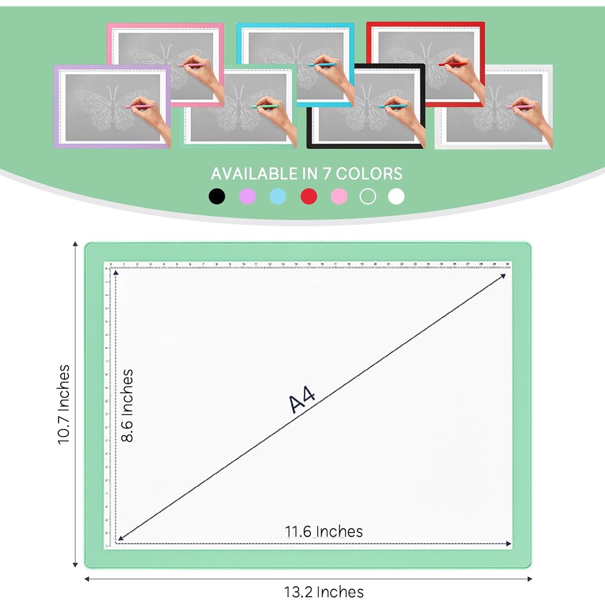 iVyne Corded Light Pad for Weeding Vinyl, A4 Light Box, Light Board for Tracing and Drawing, Tracing Light Box for Diamond Painting, Weeding Vinyl, Sketching, Tracing (Green)