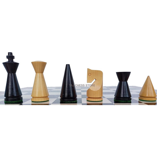 3.1" Russian Poni Midcentury Chess Pieces - Handcrafted Minimalist Staunton Chess Pieces | Unique Chess Set