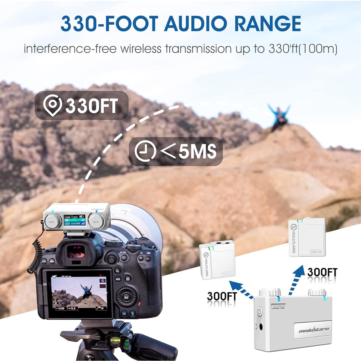 , External Smartphone Microphone, Lapel Microphone, Built-in/External Omnidirectional Microphone Included, Storage Charging Case Included, 100m Transmission Distance, 3S Automatic Pairing, Compatible with Smartphones/Cameras/PCs/Tablets/Recorders (White)