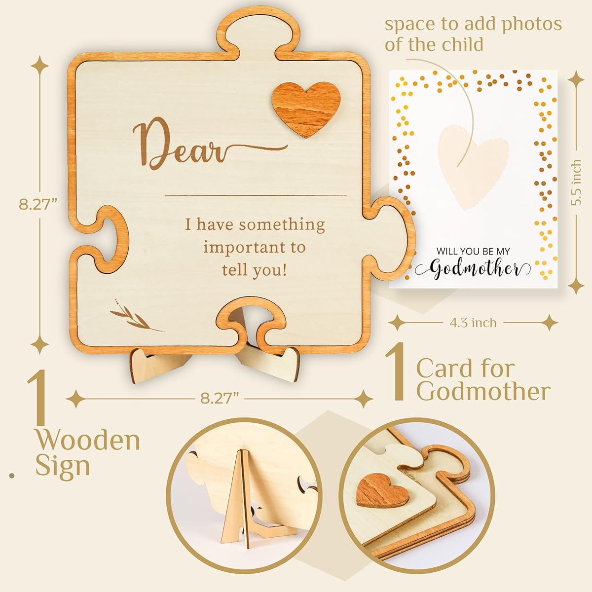Stofinity Will You Be My Godmother Proposal Gift - Godmother Gifts from Godchild, Godmother Gifts for Women, Gifts for Godmother, Fairy Godmother Cards, Godmother Proposal Puzzle, Baptism Question Cards