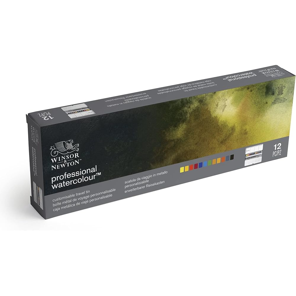 Winsor & Newton Winsor & Newton Artist Water Color Half Pan 12 Color Set Black Box Set