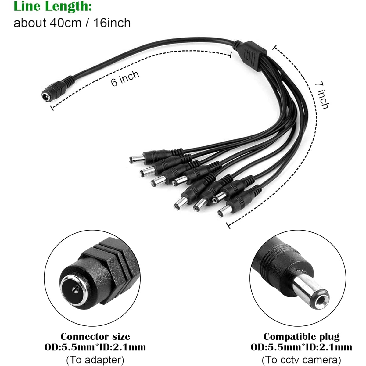 LeTaoXing 12V 10A Power Supply - AC 100-240V to DC 12V 120W Switching Power Adapter 12 Volt Transformer 12V/10A Universal 5.5x2.1mm DC 1 Female to 8 Male Power Splitter Cable