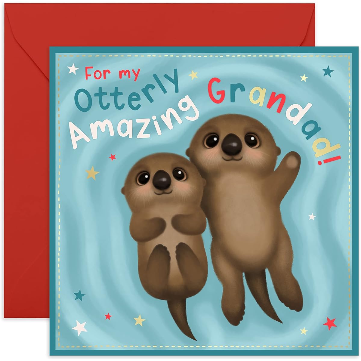 CENTRAL 23 - Cute Grandpa Birthday Card - "Otterly Amazing Grandad" - Awesome Birthday Card for Grandpa - Blank Greeting Cards - Birthday Card for Him - Father's Day Card - With Cute Stickers