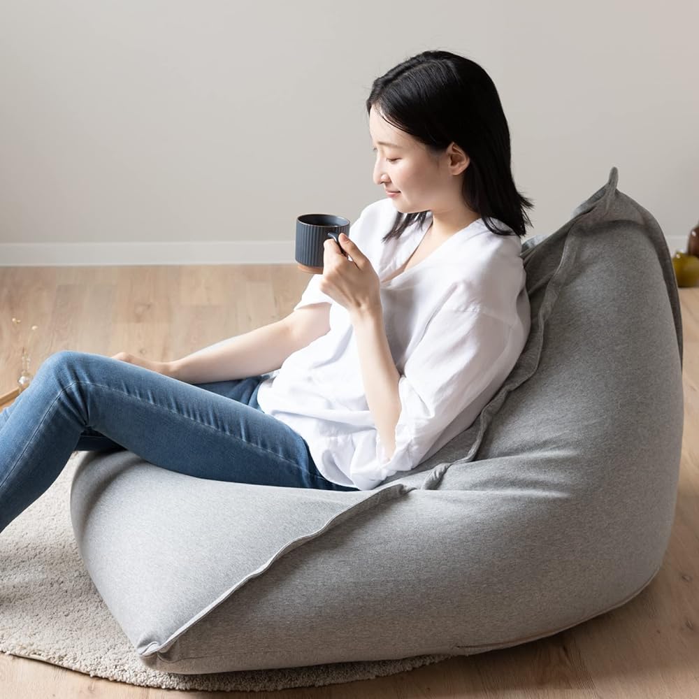 Flex Sales Bead Cushion Made in Japan Calm Triangle Bead Sofa Sweatshirt Light Gray L Size TAG-100