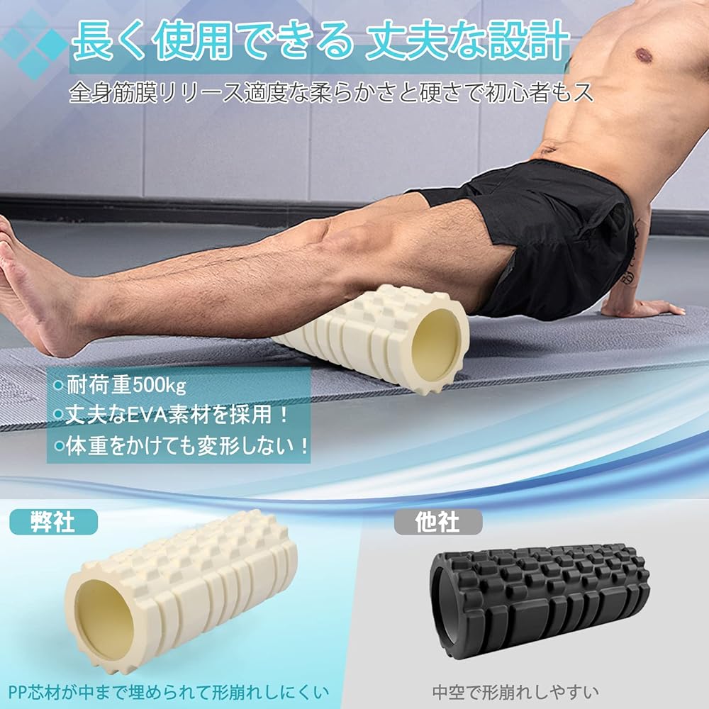 Rondofy Foam Roller Fascia Roller [2023 Industry New Development] 500KG Load Capacity Massage Roller Fascia Release Set Instructions Storage Bag Included Beginner Ultra Light Home Training Muscle Relaxation Yoga Pole Sports Equipment (White)