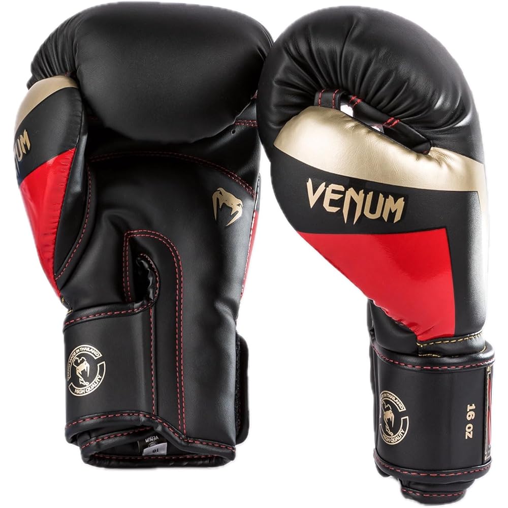 VENUM Boxing Gloves ELITE BOXING GLOVES (Black x Gold x Red) VENUM-1392-603 //Sparring Gloves Boxing Kickboxing Fitness