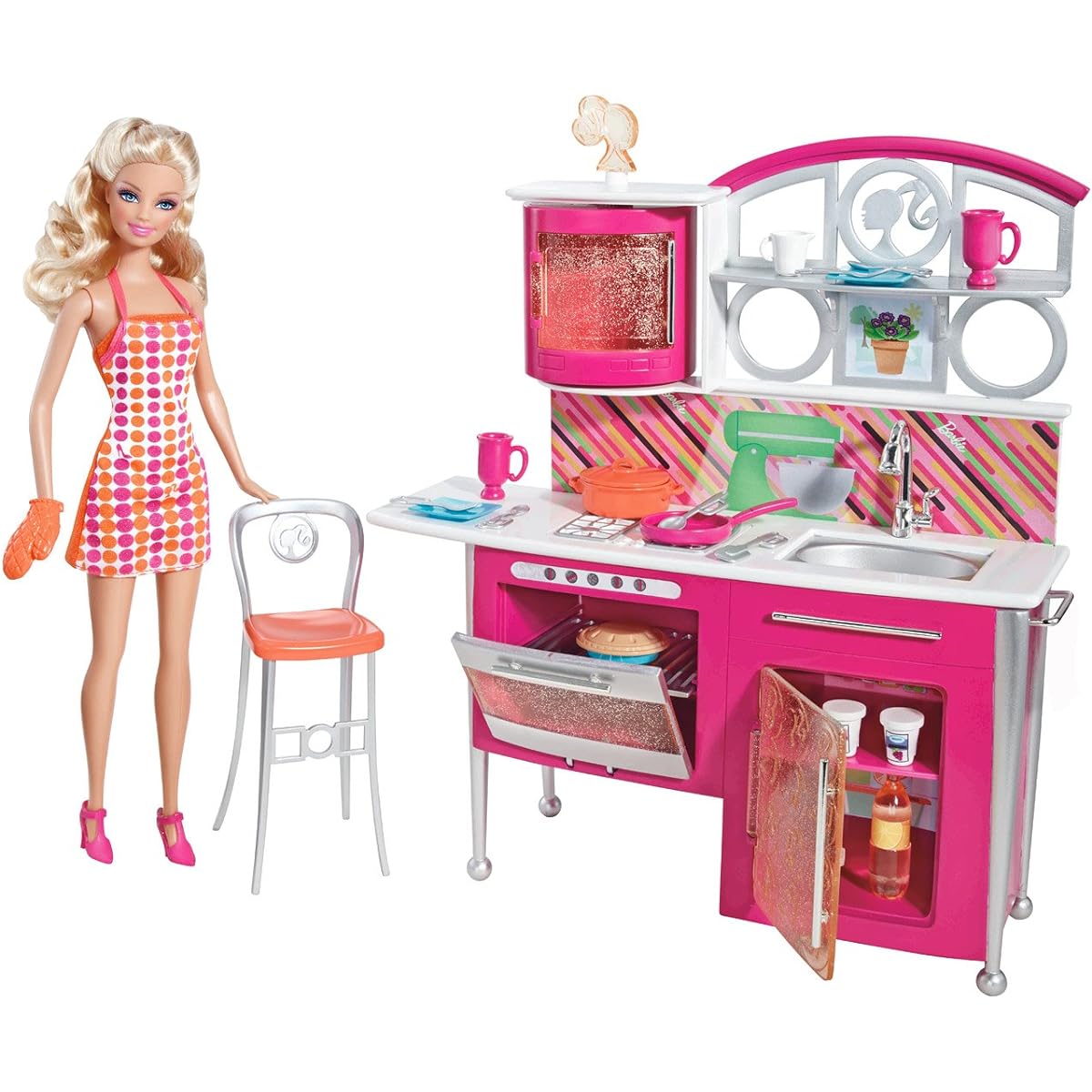 Barbie Stovetop To Tabletop Deluxe Kitchen and Doll Set Imported T8014