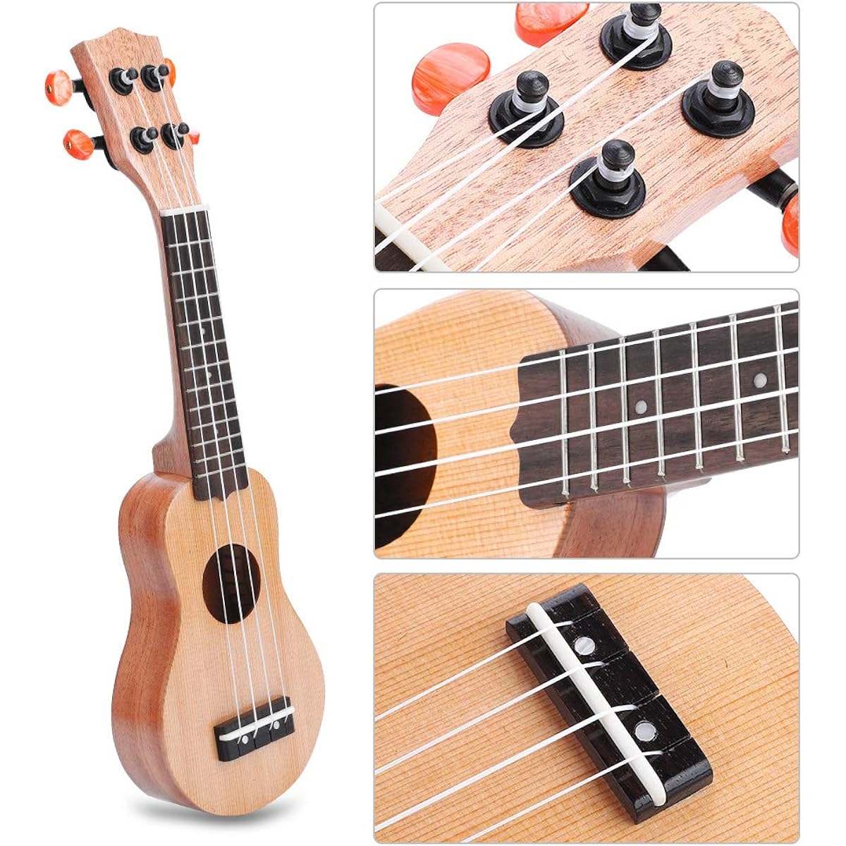 ukelele Beginner 17" Portable Akamatsu Ukulele Solid Mini Travel Guitar with Bag Concert Ukulele Baritone Ukulele