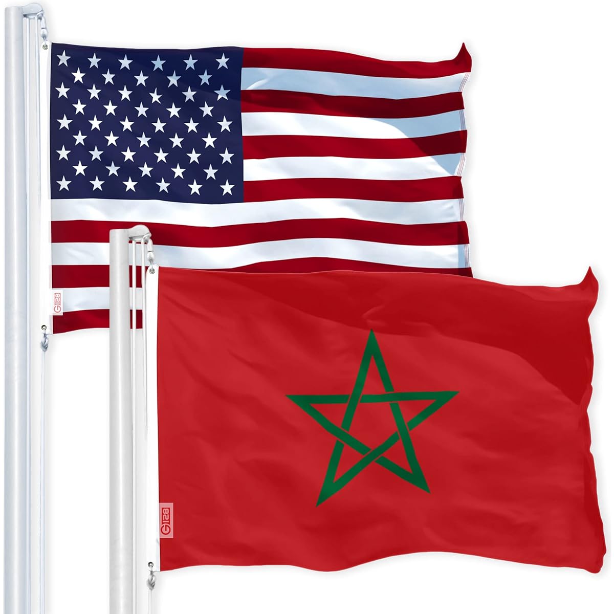 G128 USA America & Morocco Moroccan Flag 3x5ft Combo Print 150D Polyester
