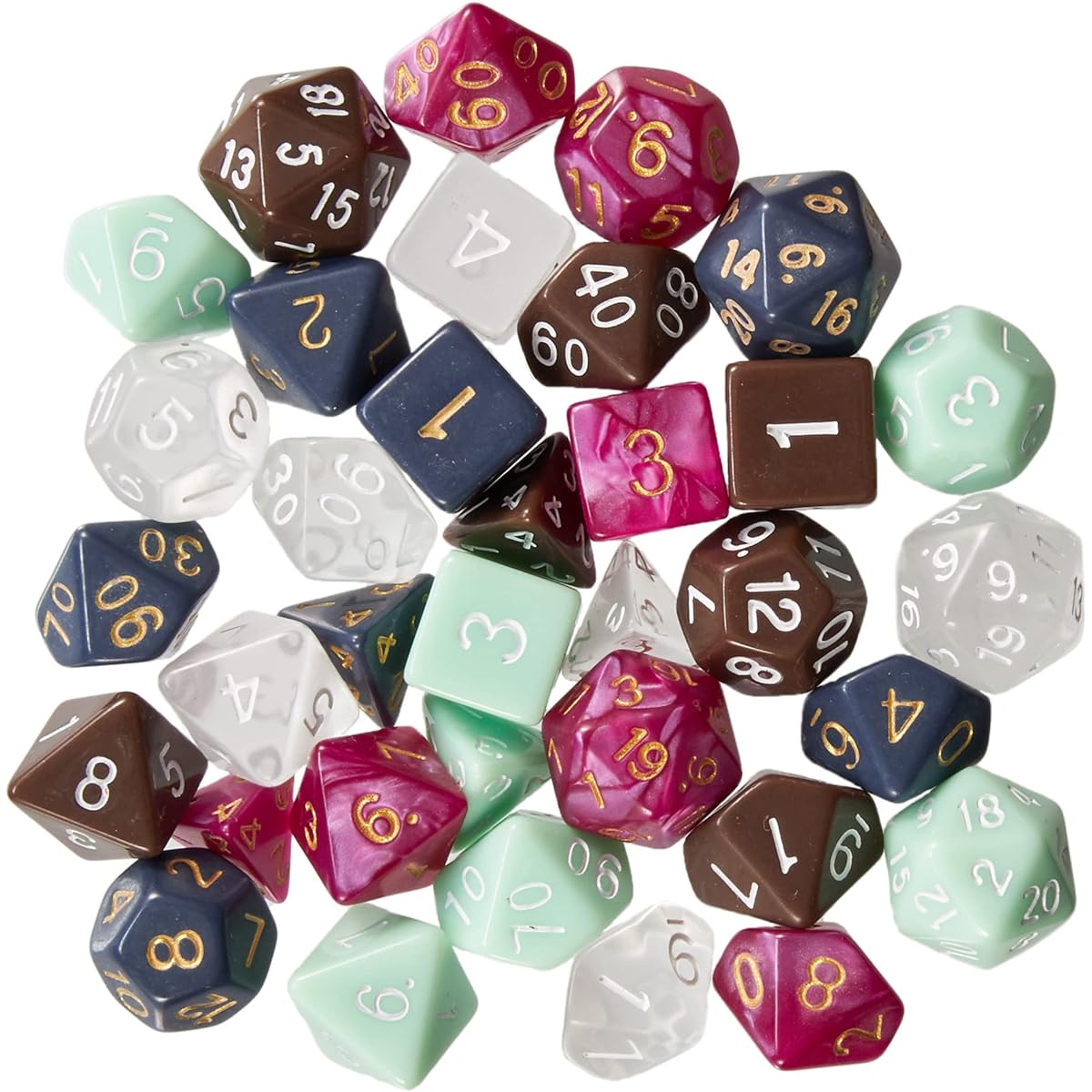 Adventure Dice Bundle - Cool polyhedral mix from Series I, II and III - Solid, Neon, Translucent, Glitter and Marble Game Pieces - RPG Games & Accessories (Mini Pack)