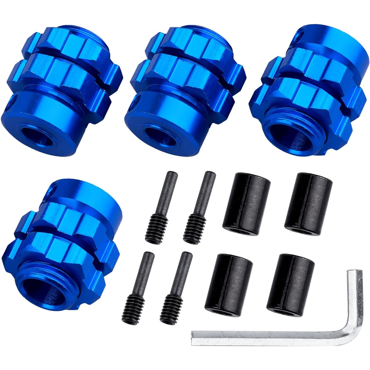 FriHobby 17mm Wheel Spacer Wheel Hub Extension Drive Adapter & Nut for Traxxas E-Revo Summit 1/10 RC Monster Truck (Navy Blue) 4pcs