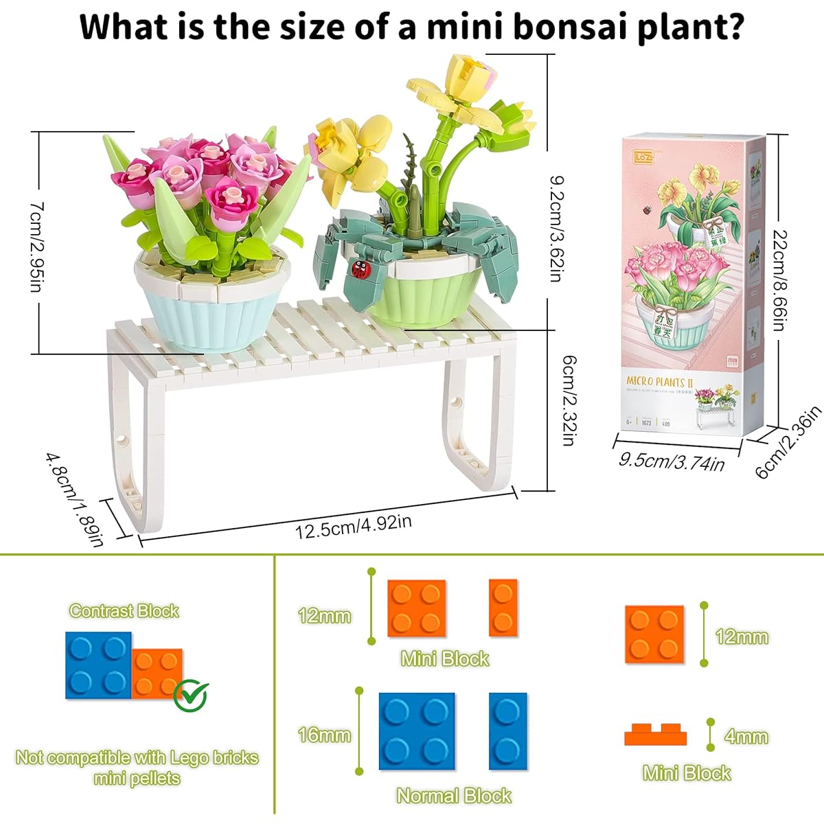 QIUXQIU Mini Flower Bouquet Building Blocks Plant Bonsai Floral Building Bricks for Home Decoration Artificial Flowers Building Creative Blocks Set for Adults and Kids Ages 12+ (Orchid/Tulip)