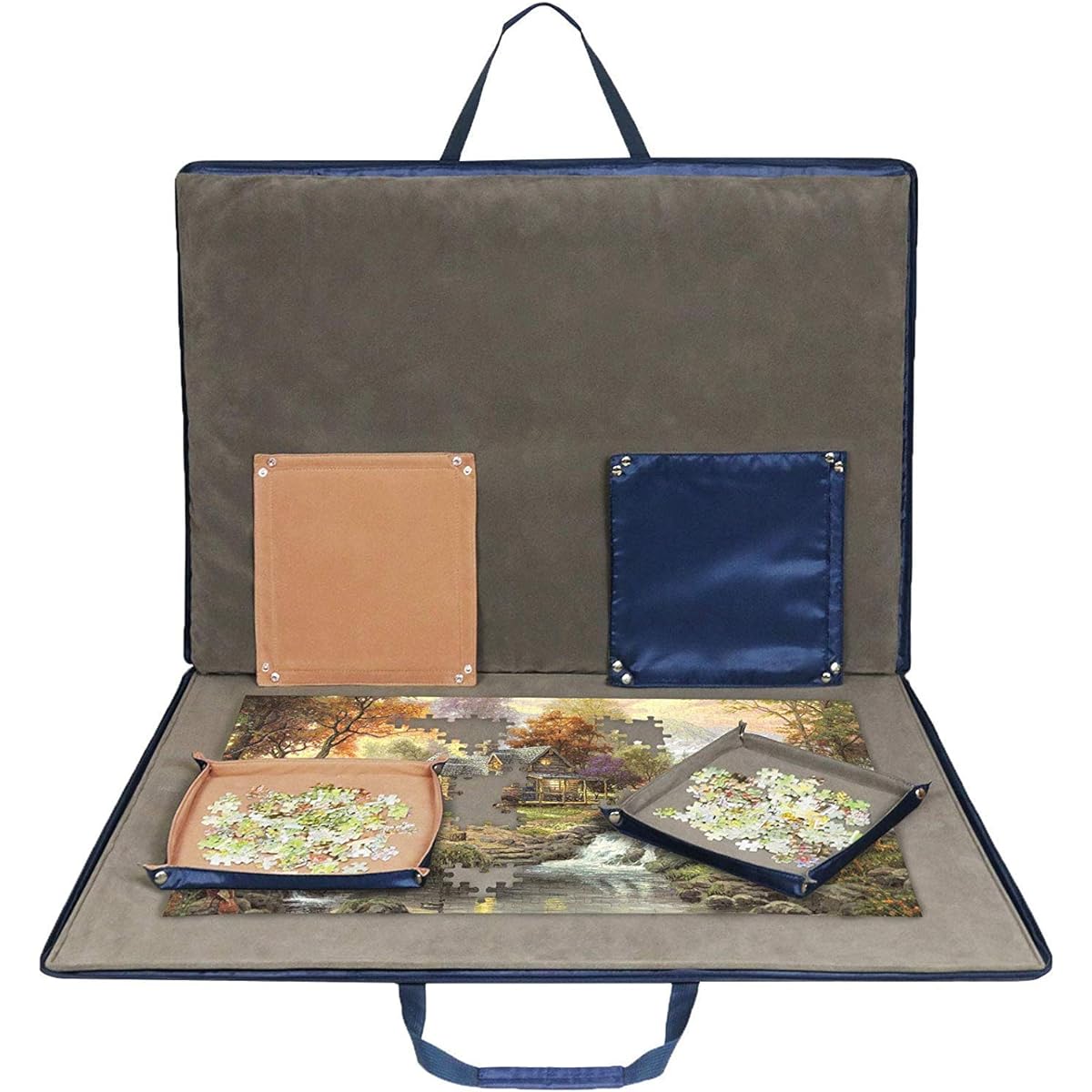 Lavievert 1500 Piece Jigsaw Puzzle Board with Padded Cover, Portable Puzzle Case with 6 Sorting Trays, Puzzle Caddy Puzzle Storage Saver, Non-Slip Surface for Adults and Kids
