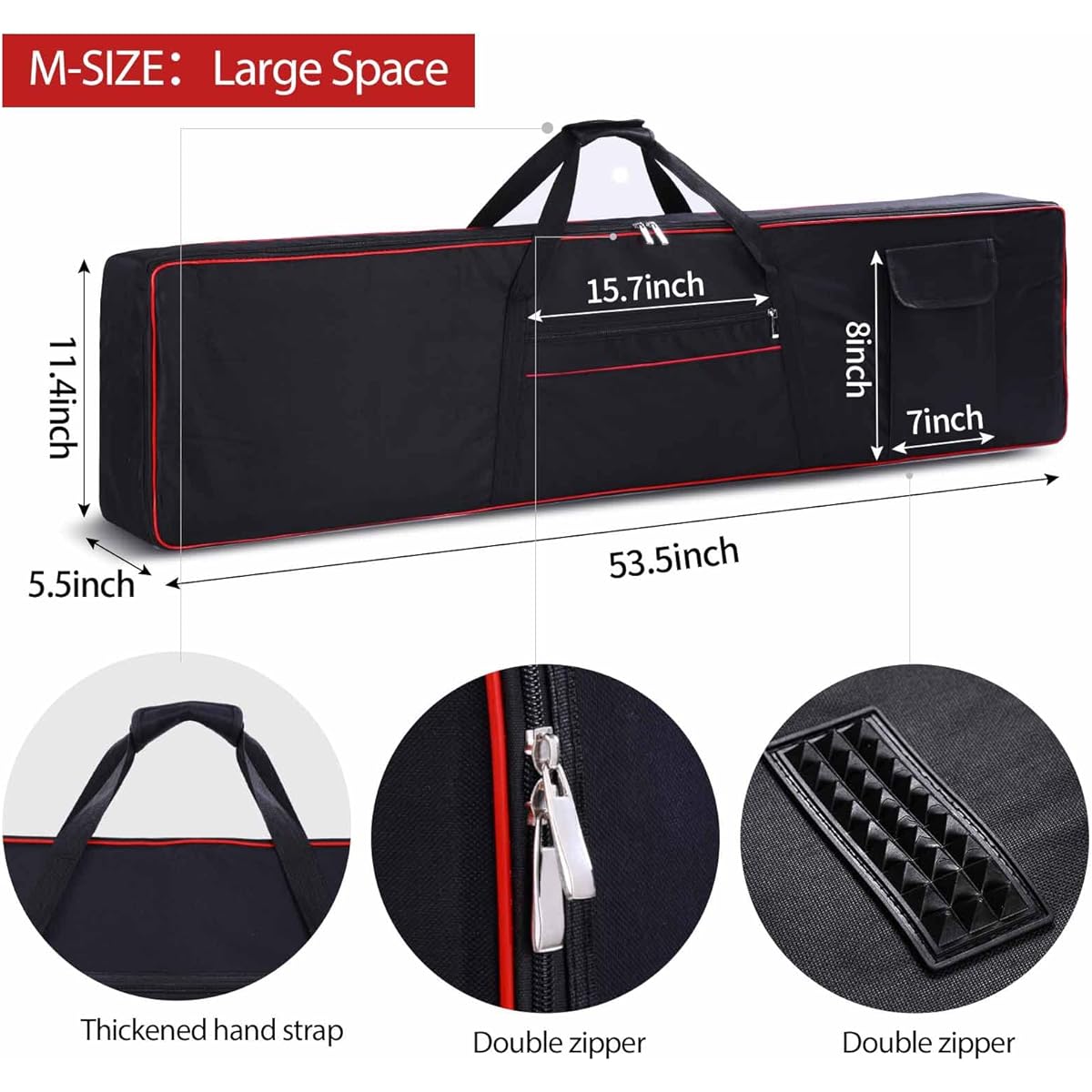 88 Key Keyboard Case Piano Cover Keyboard Gig Bag with 2 Pocket Keyboard Bag, 600D Durable Oxford Padded Interior Full Coverage Dustproof Digital Piano Cover 88 Keys 53.5"x11.4"x5.5"