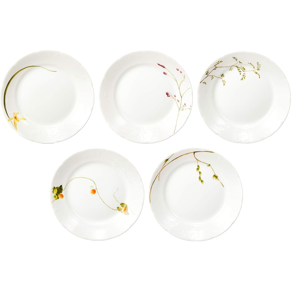 NARUMI Tableware Set Satohana Goyomi Green Floral 5 Pattern Set Cute Serves 5 People 15 Pieces Microwave Warmable Made in Japan Gift Box Included 40912-34275