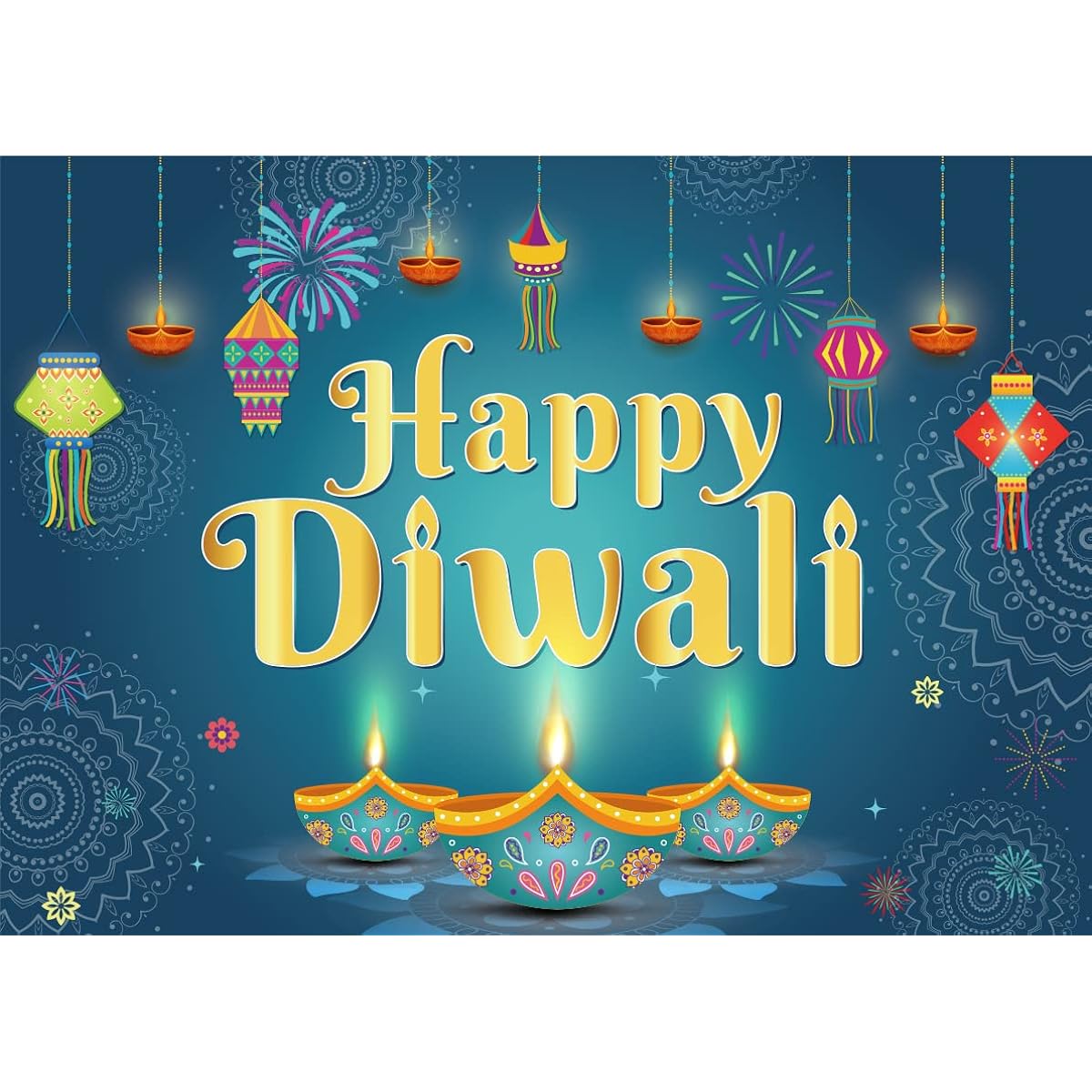 Happy Diwali Backdrop – Happy Diwali Decoration Deepawali Photoshoot Props Indian Festival of Lights Photo Background