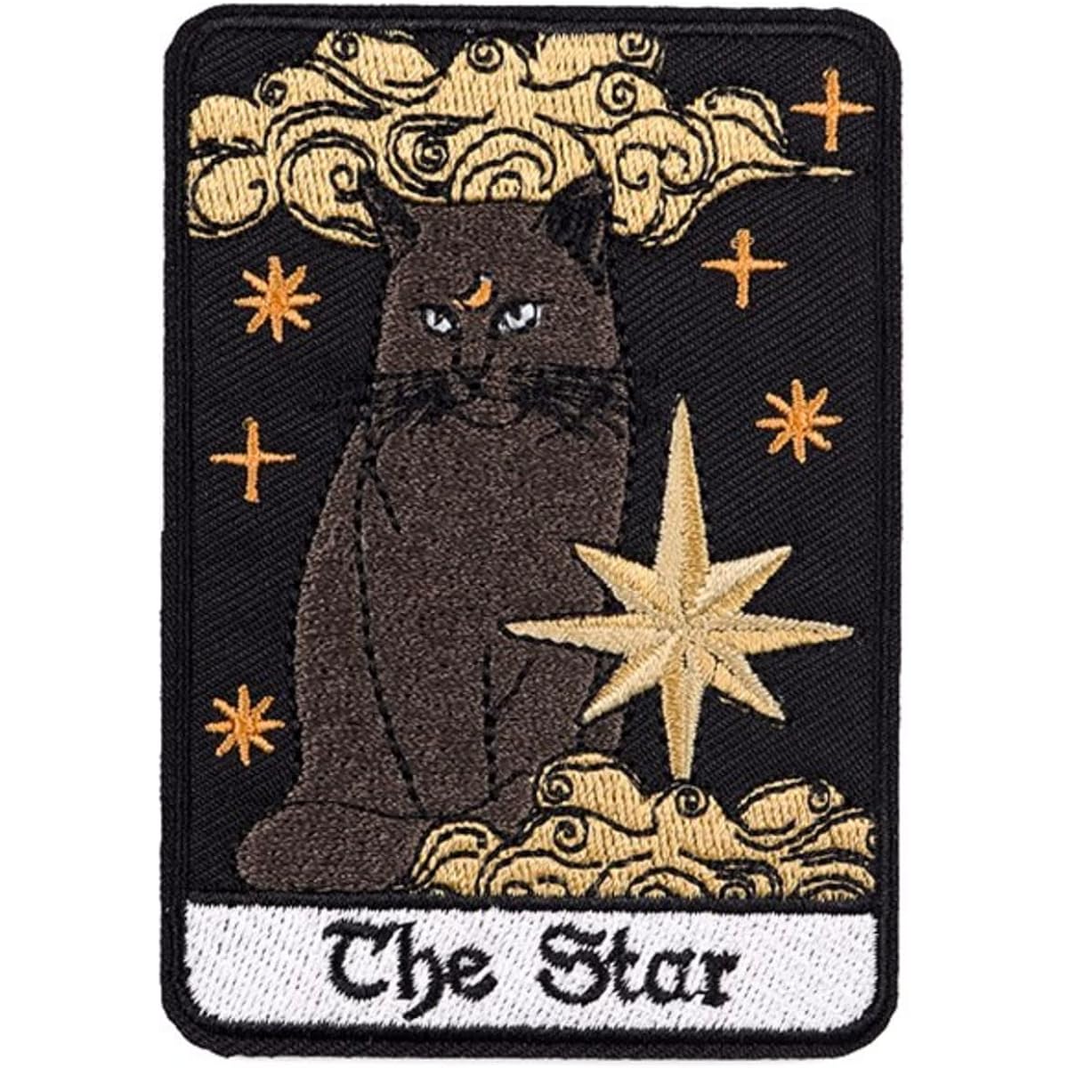 The Star Cat Tarot Card Fortune Telling 3.6" Iron-on Embroidered Heat Adhesive Patch for Clothing