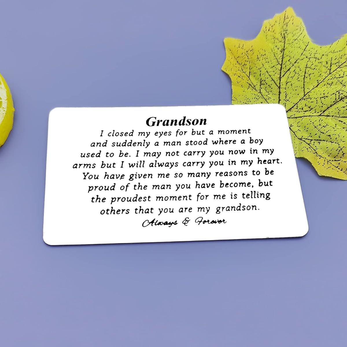 Grandson Gifts from Grandma and Grandpa Engraved Wallet Inserts Grandson Happy Birthday Gifts Grandson Graduation Cards for Him Wedding Christmas Inspirational Message Gifts