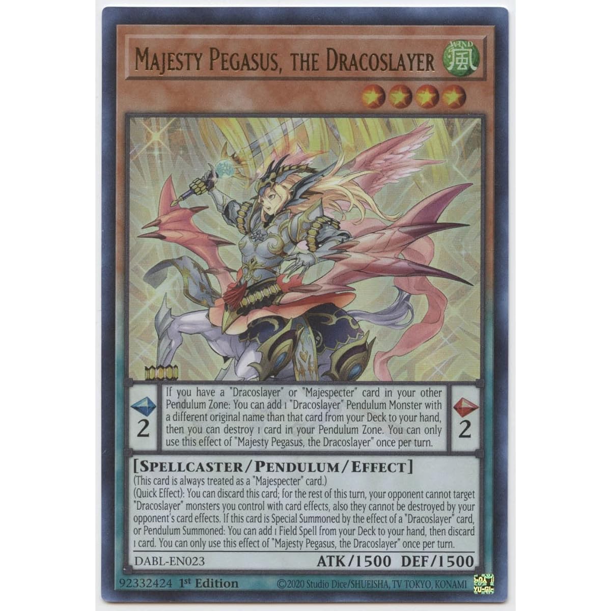 Majesty Pegasus Draco Slayer DABL-EN023 Ultra Rare First Edition