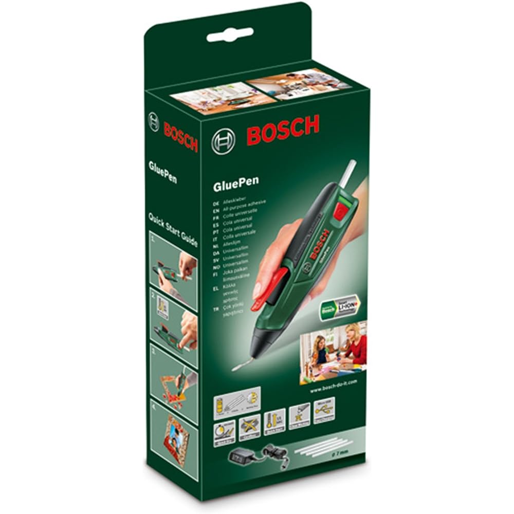 BOSCH Cordless Glue Gun (4 clear glue sticks included as standard, charger included) GLUEPEN