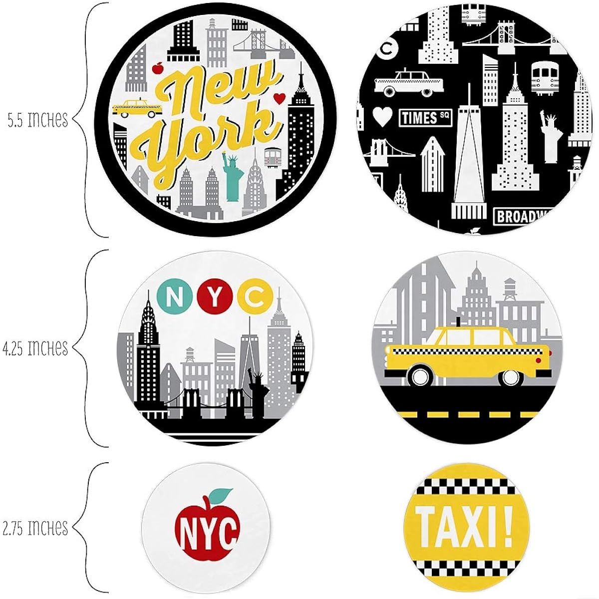 Big Dot of Happiness NYC Cityscape - New York City Party Giant Circle Confetti - Party Decorations - 27 Large Confetti