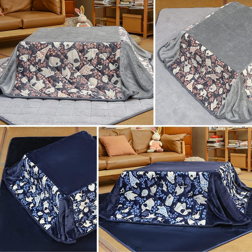 Peto-Raifu Kotatsu Comforter, Space Saving, Thin, Kotatsu Futon, Rectangular Flannel, Kotatsu Futon, Comforter, Warm, Kotatsu Comforter, Simple, Flannel Material, Animal, Gray, 180x220cm