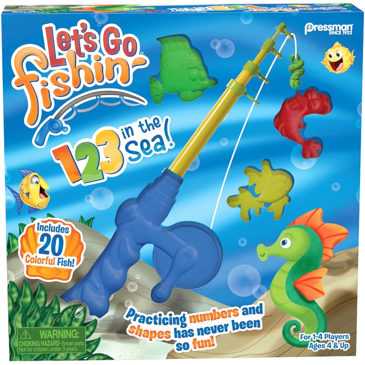 Pressman Let's Go Fishin' 123" The Sea! - Practice Counting, Shapes & Colors Game - Ages 4+, 1-4 Players.