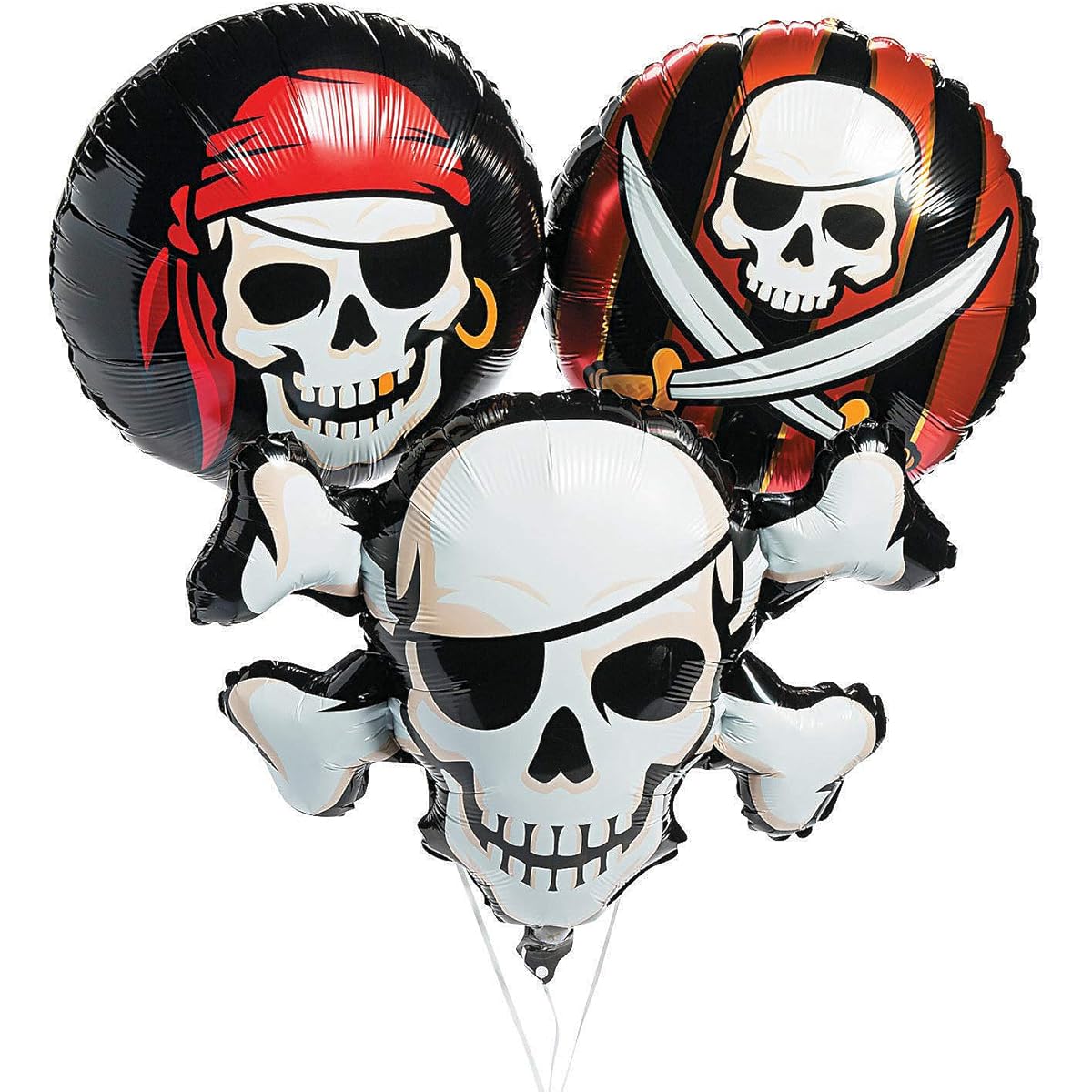 Fun Express Pirate Mylar Balloon Set | 3 Pieces | Party Decorations Perfect for Themed Birthday or Halloween Parties