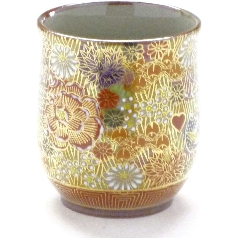 Kutani ware [hot water cup] Small Kaga lord/princess kibun (Kinhanazume) [back picture]