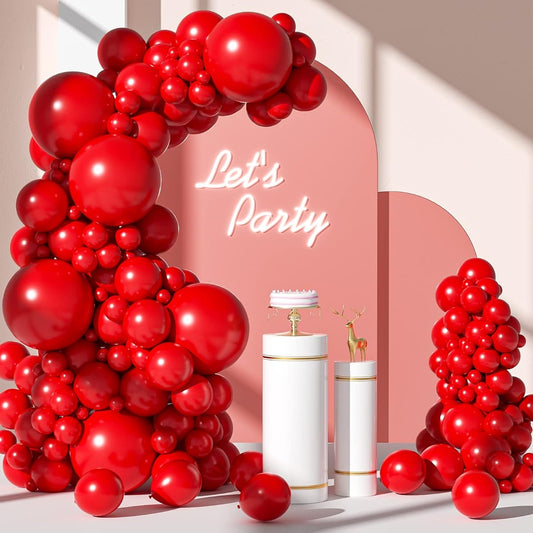 110pcs Red Balloons 18/12/10/5inch Garland Kit Latex Balloons Different Size Pack for Birthday Halloween Graduation Baby Shower Father's Day Party Decorations