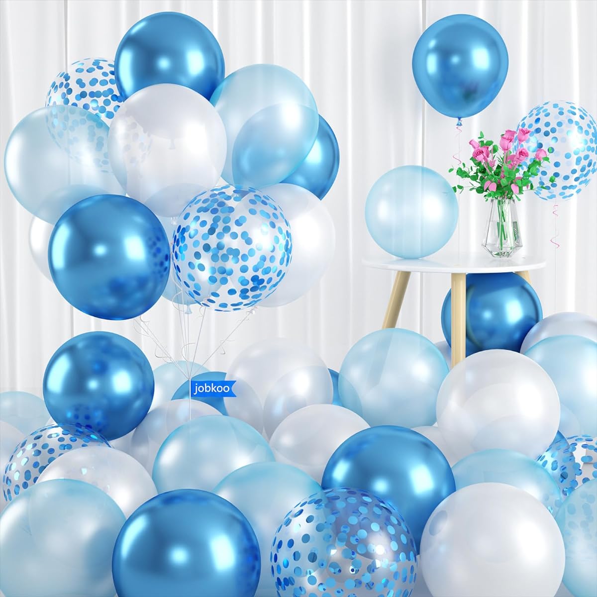 Blue White 60pcs Purple and White Balloons Set Gold Confetti Metallic Gold Balloons Lavender Balloons Lilac Balloons 12inch Dark Purple Balloons for Princess Girls Birthday Party