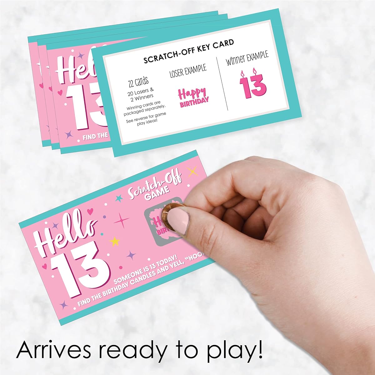 Big Dot of Happiness Girl 13th Birthday - Official Teenager Birthday Party Game Scratch Off Cards - 22 Count