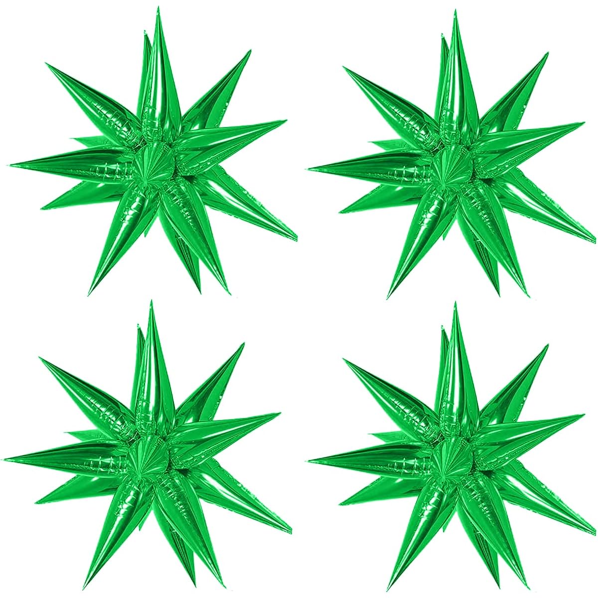 50pcs Green Star Balloons Green Starburst Balloons Foil Spike Balloons Big 26 Inch Explosive Star Foil Balloons Explosion Point Star Cone Balloons Birthday Party Decoration Supplies Wedding Baby Shower Photo Props Bachelorette
